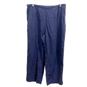womans Linen blend pants size 12 navy blue cropped Norton McNaughton‎